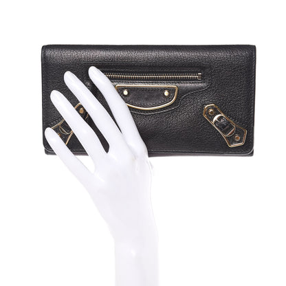 Balenciaga Chevre Gold Metallic Edge Hardware Money Wallet Black 2 of 13