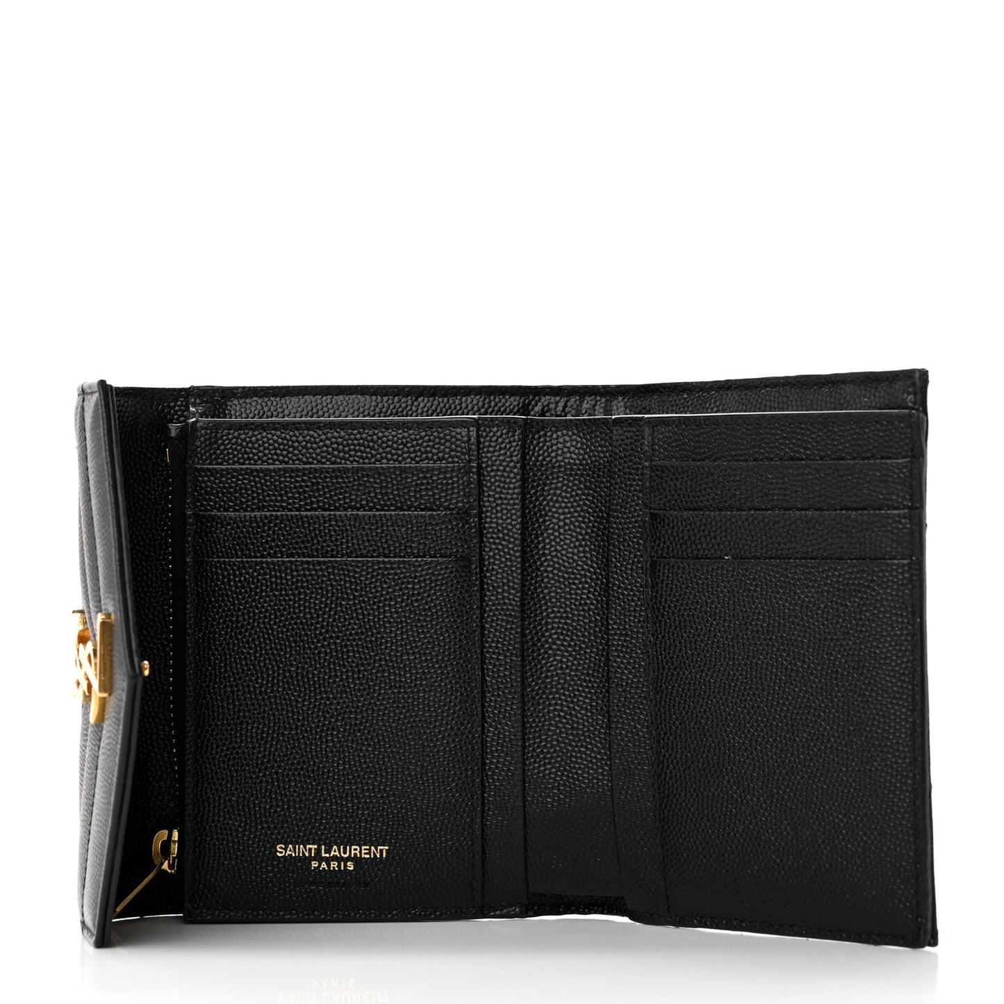 Grain De Poudre Matelasse Chevron Monogram Compact Tri Fold Wallet Black