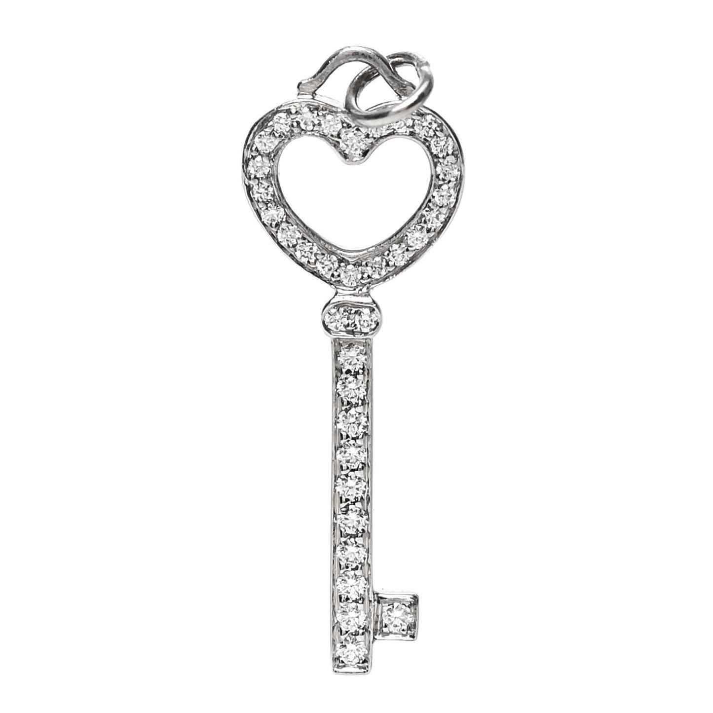 Platinum Diamond Heart Key Pendant