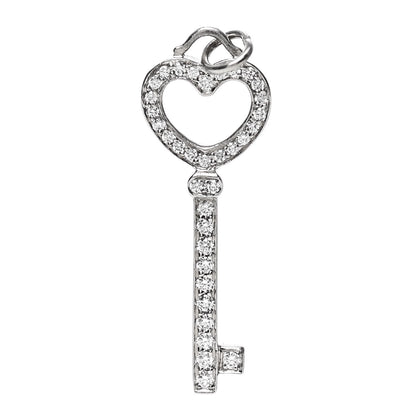 Tiffany Platinum Diamond Heart Key Pendant 1 of 3
