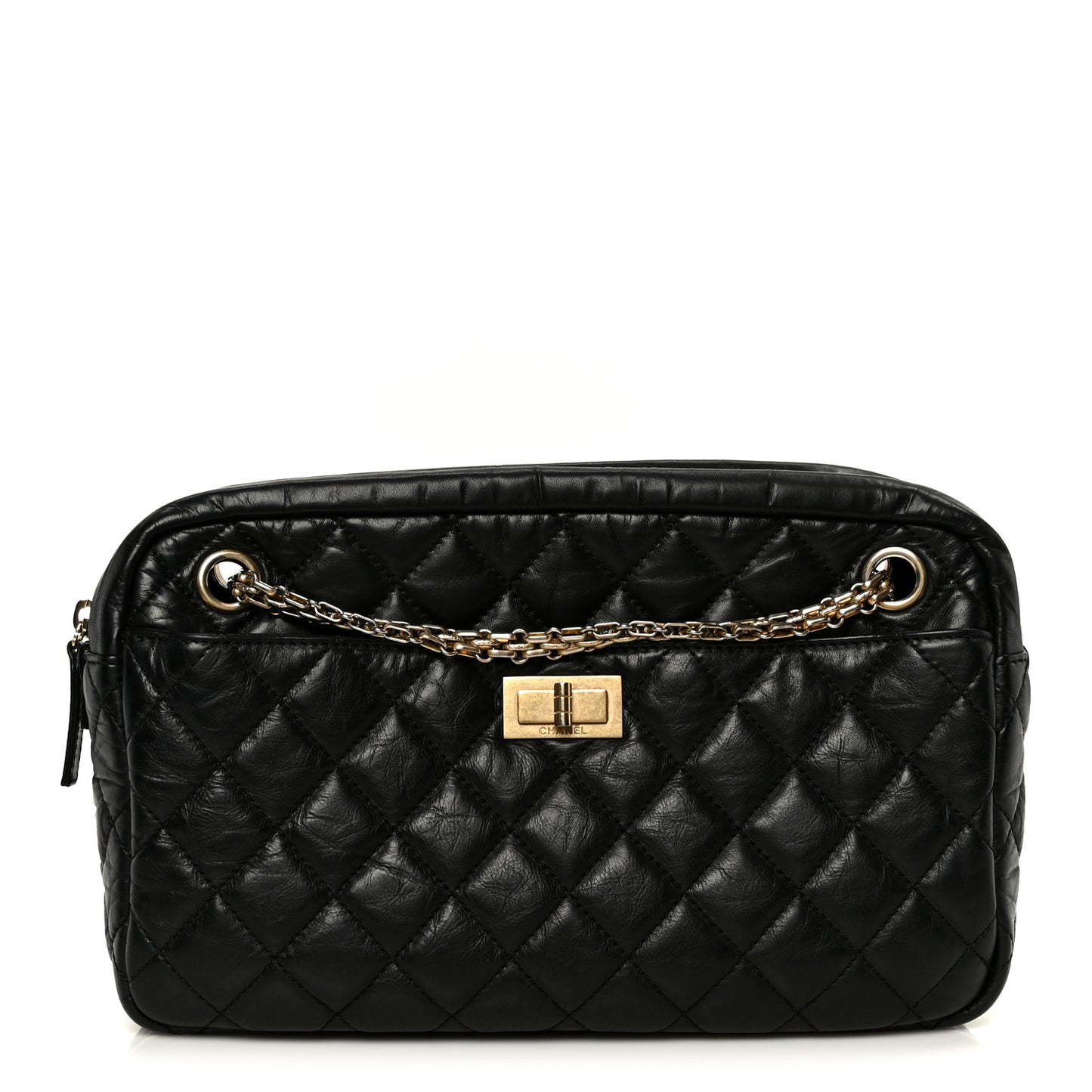 Aged Calfskin Quilted Medium Reissue Camera Case Black