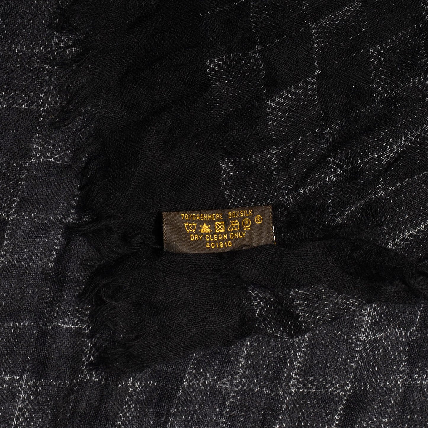 Cashmere Silk Etole Stole Damier Black