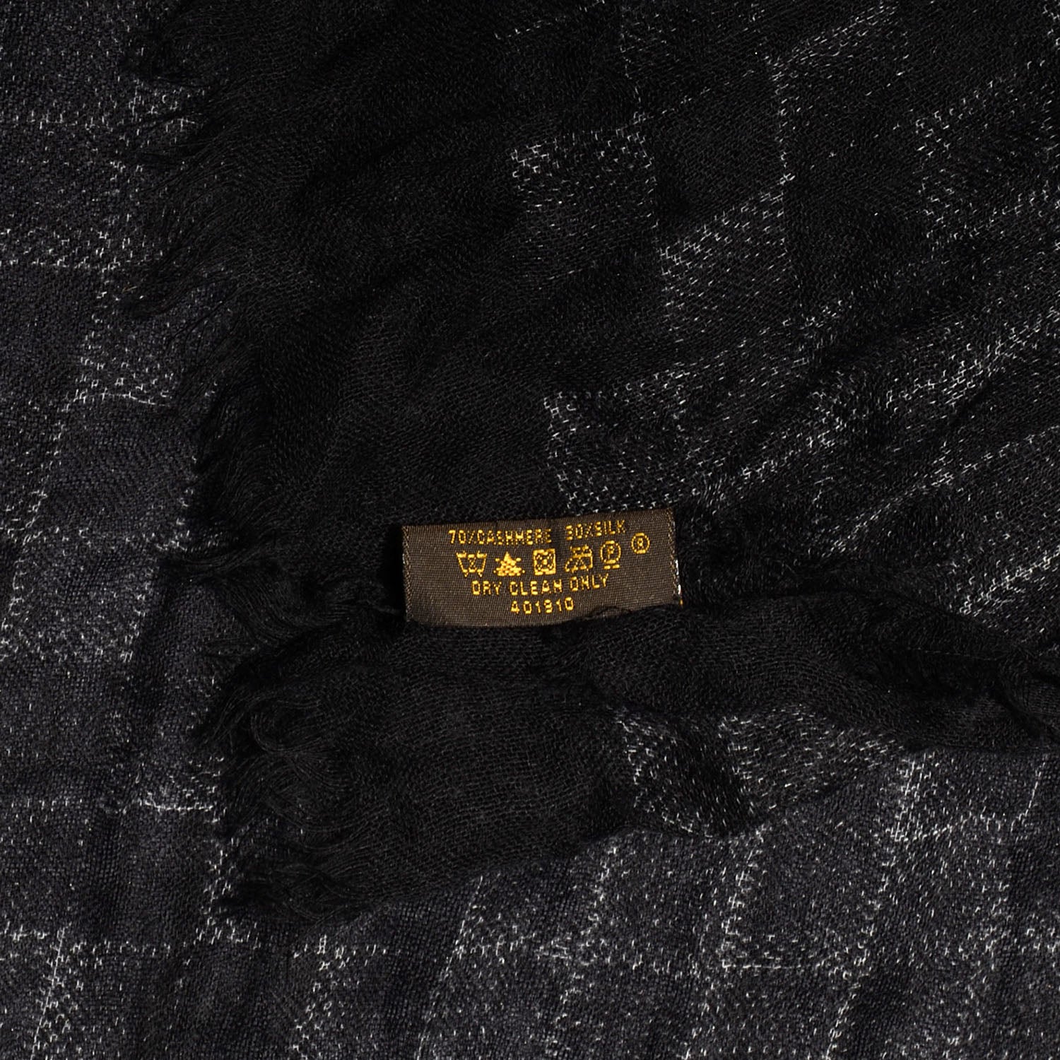 Louis Vuitton Cashmere Silk Etole Stole Damier Black 7 of 7