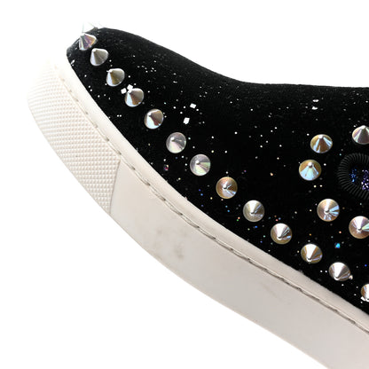 Christian Louboutin Glitter Tennis Spikes Womens Pik Boat Sneakers 35.5 Black Multicolor 9 of 11