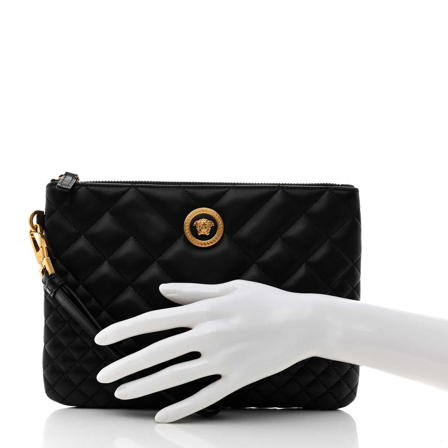 Nappa Quilted Tribute Wristlet Black