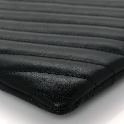 Saint Laurent Calfskin Matelasse Chevron Monogram A5 Wristlet Black 10 of 11