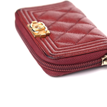 Chanel Caviar Quilted Boy Zip Around Coin Purse Wallet Burgundy 16 of 16
