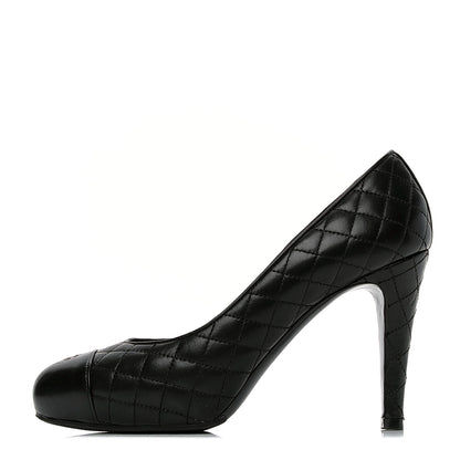 Chanel Lambskin Quilted Cap Toe Pumps 39 Black 1 of 6