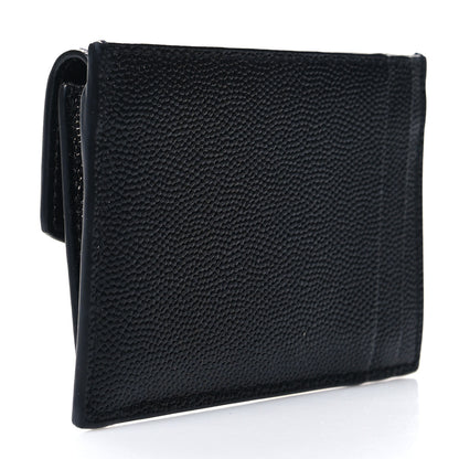 Saint Laurent Grain De Poudre Uptown Monogram Card Case Black 3 of 10