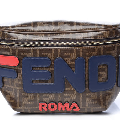 Fendi X FILA Glazed Fabric Vitello Century FF 1974 Mania Belt Bag Mogano Panna Blueberry 10 of 10