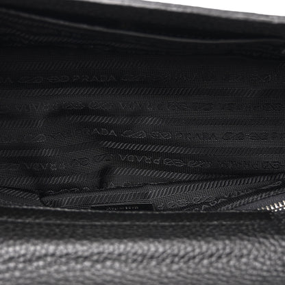 Prada Vitello Daino Steel Handle Clutch Black 5 of 10