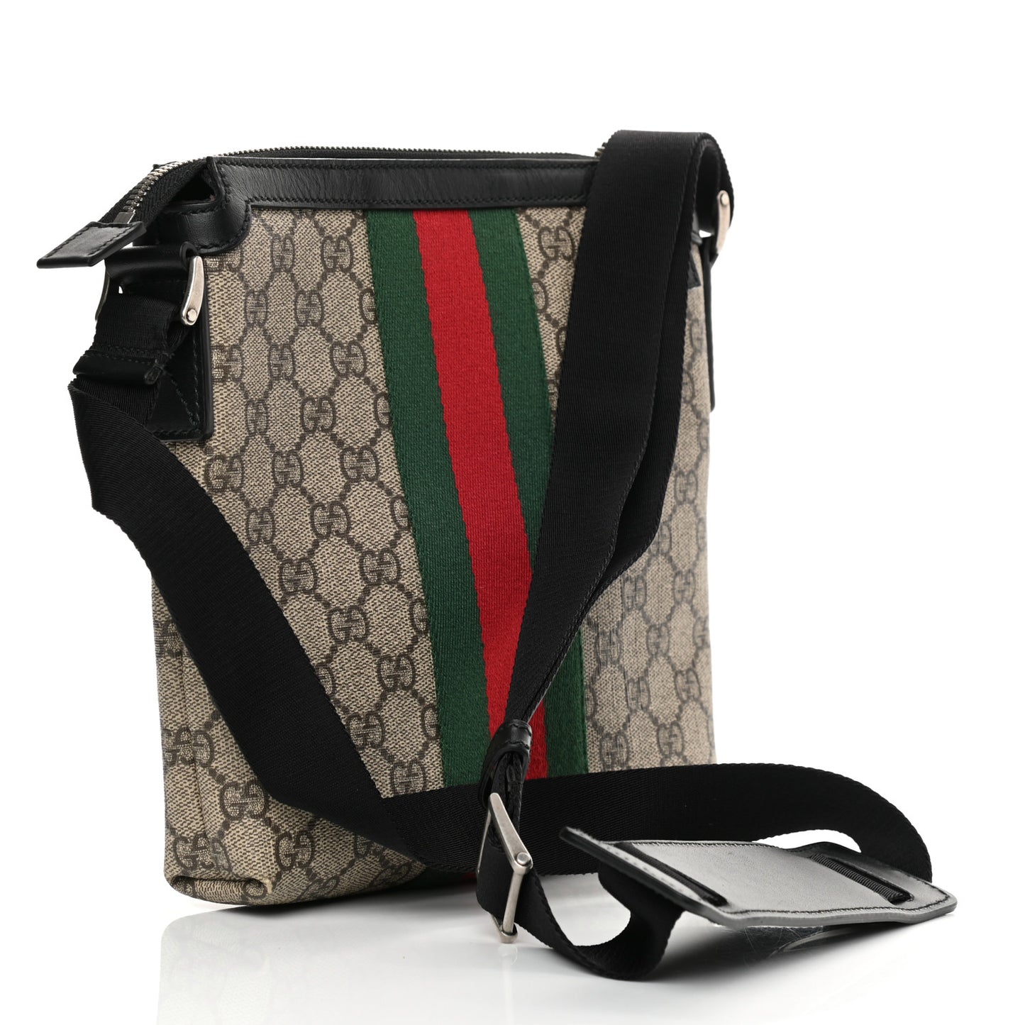 GG Supreme Monogram Web Messenger Bag Black