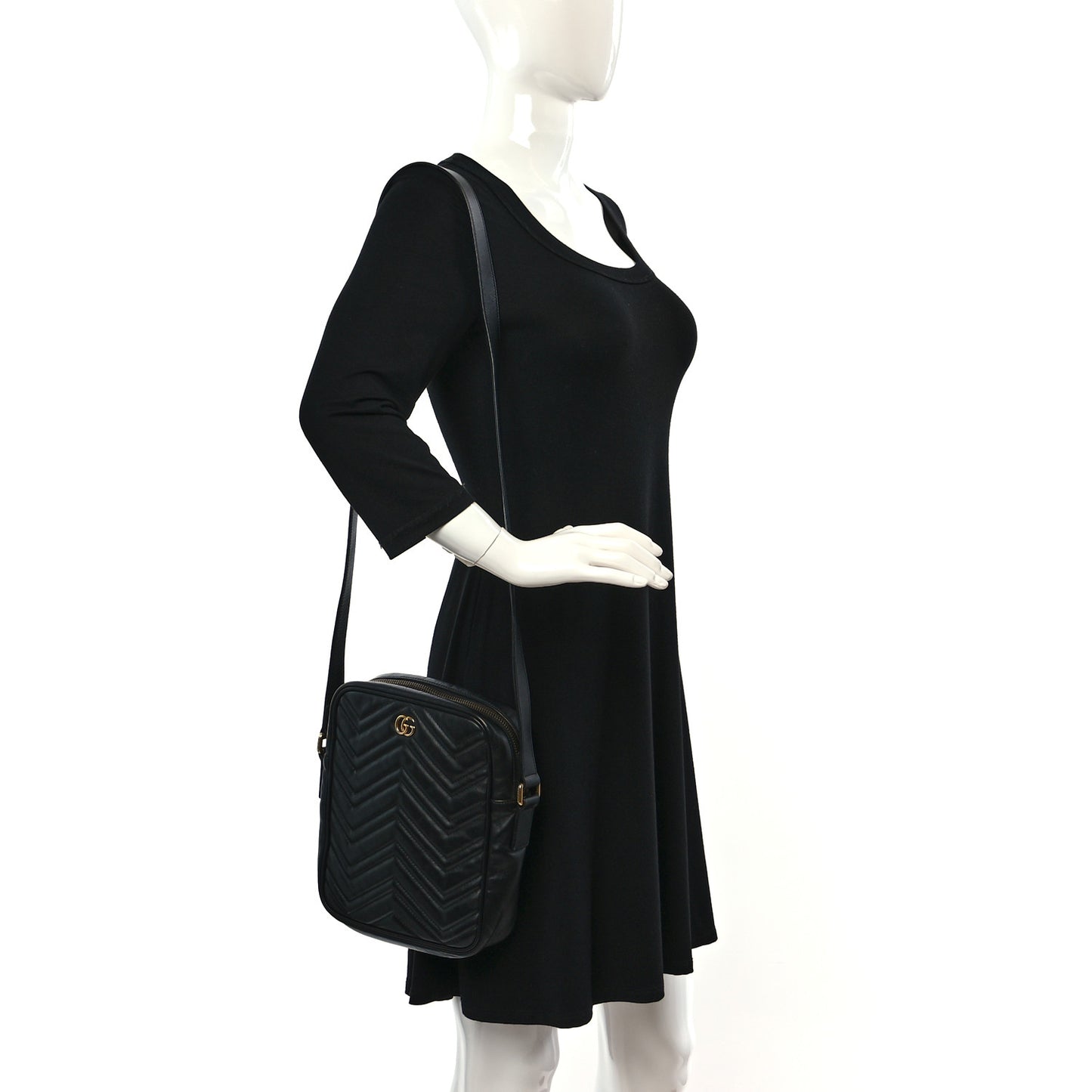 Calfskin Matelasse GG Marmont Travel Bag Black