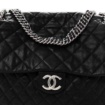 Chanel Washed Lambskin Quilted Maxi Chain Around Flap Black Black 8 of 11