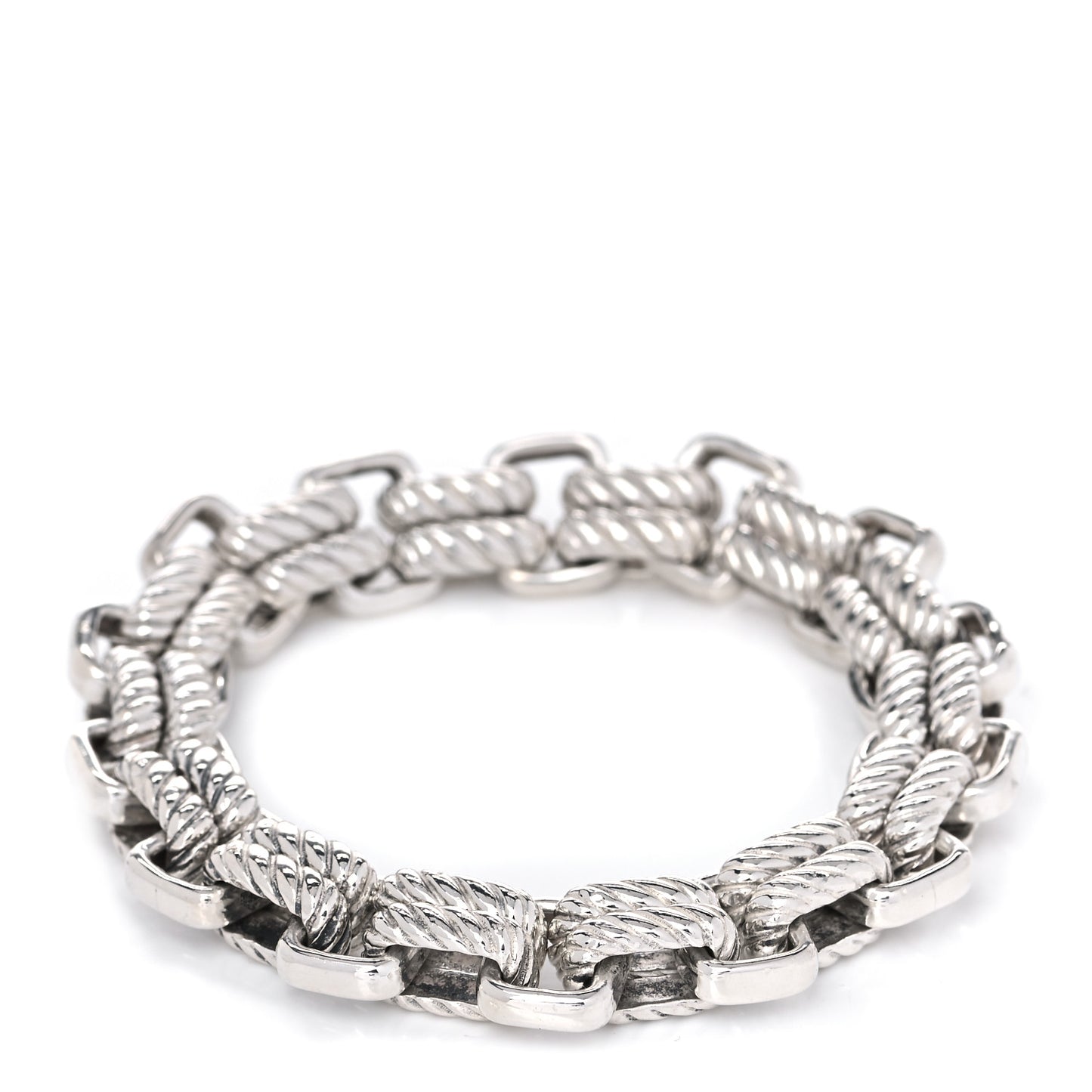 Sterling Silver 18K Yellow Gold Empire Double Link Bracelet