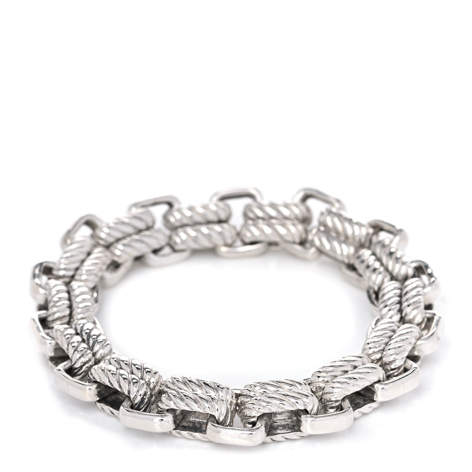 David Yurman Sterling Silver 18K Yellow Gold Empire Double Link Bracelet 1 of 6