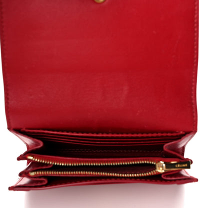 Celine Lambskin Small Flap Wallet Red 5 of 13