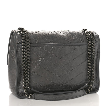 Saint Laurent Crinkled Calfskin Matelasse Monogram Medium Niki Chain Satchel Fog 3 of 9