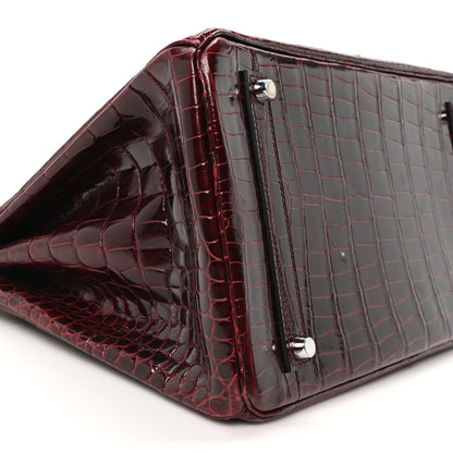 Hermes Shiny Porosus Crocodile Birkin 35 Bourgogne 9 of 10