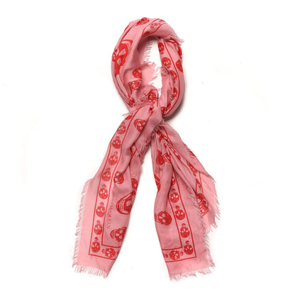Alexander McQueen Silk Chiffon Skull Scarf Roseate Red 1 of 5
