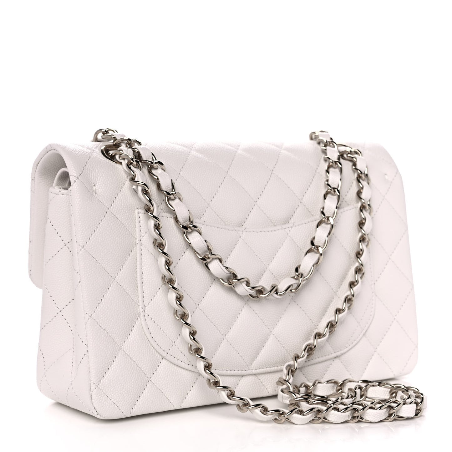Caviar Quilted Small Double Flap White