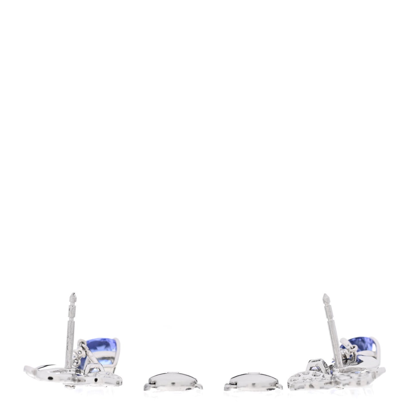 Platinum Diamond Tanzanite Paper Flowers Single Drop Earrings