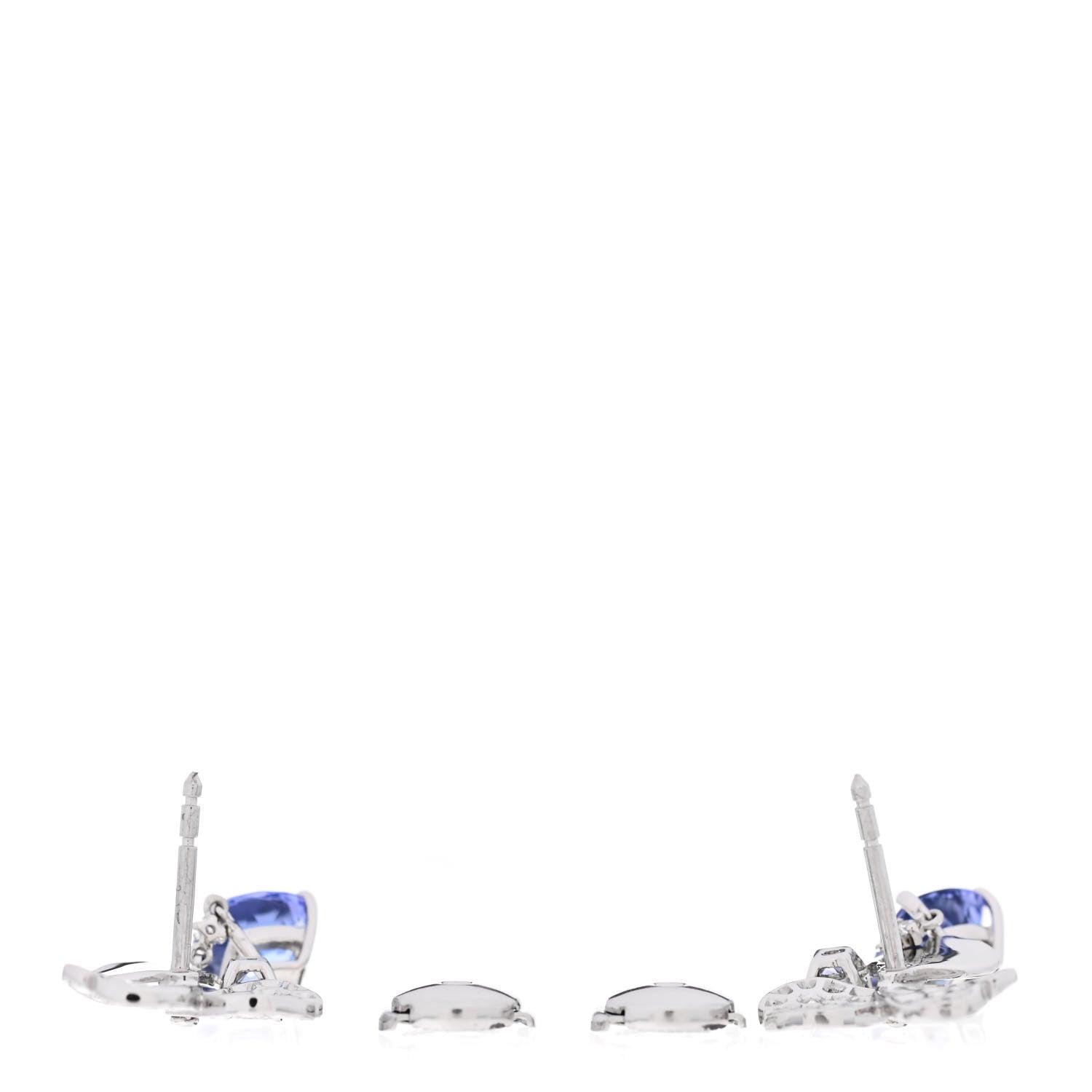 Tiffany Platinum Diamond Tanzanite Paper Flowers Single Drop Earrings 3 of 5