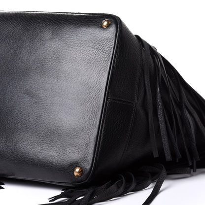 Prada Cervo Deerskin Fringe Tote Black 15 of 22