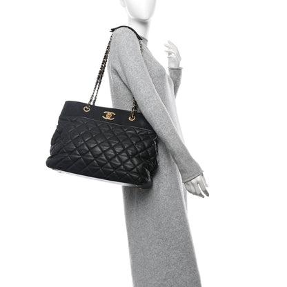 Chanel Calfskin Quilted Large Soft Elegance Tote Black 2 of 11