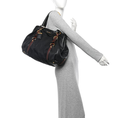 Prada Tessuto Vitello Daino Tote Black Bruciato 2 of 10