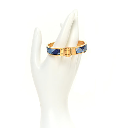 Hermes Enamel Printed Narrow Bolduc Au Carre Hinged Bracelet S Bleu Fumoir 2 of 5
