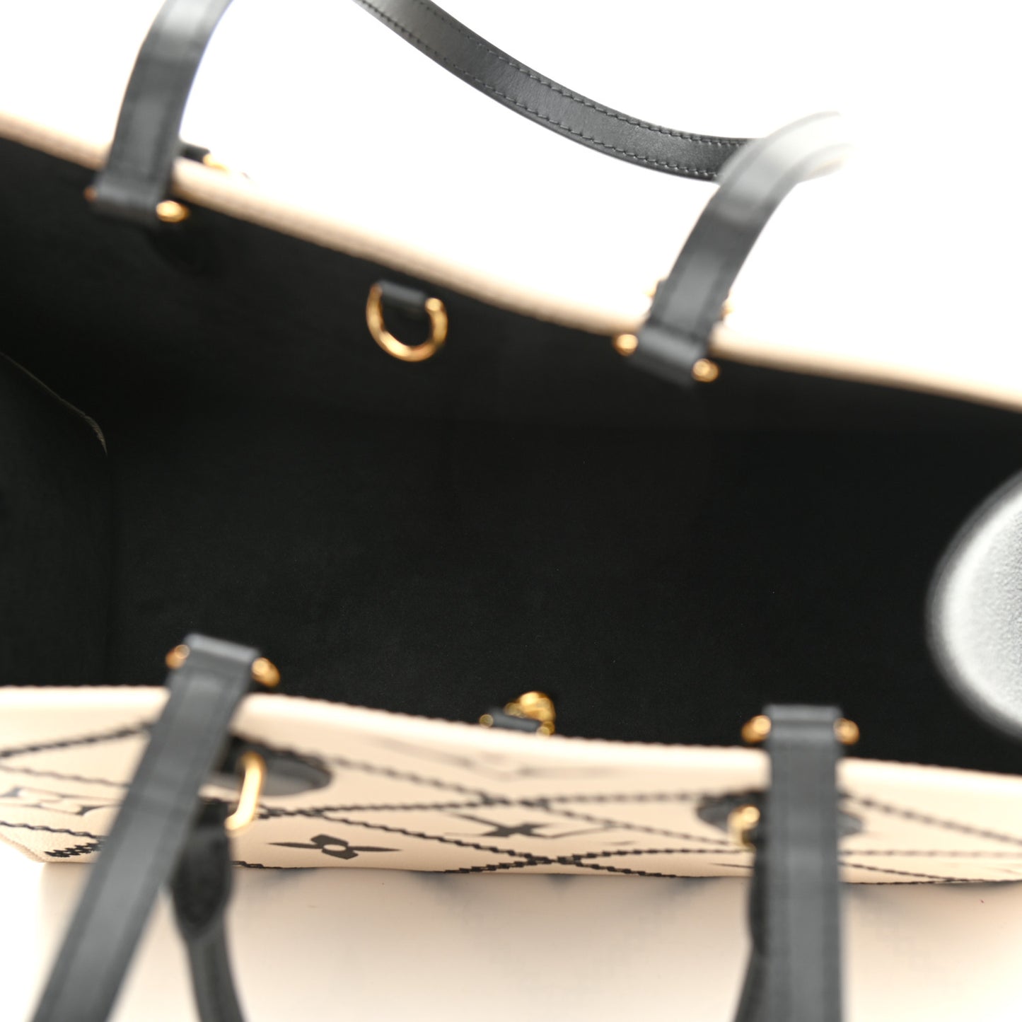Empreinte Monogram Giant Broderies Onthego MM Cream Black