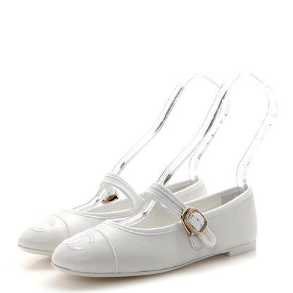 Chanel Lambskin Mary Jane Flats 36 White 4 of 11