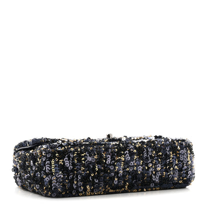 Chanel Sequin Mini Rectangular Flap Blue Black Ruthenium 4 of 11