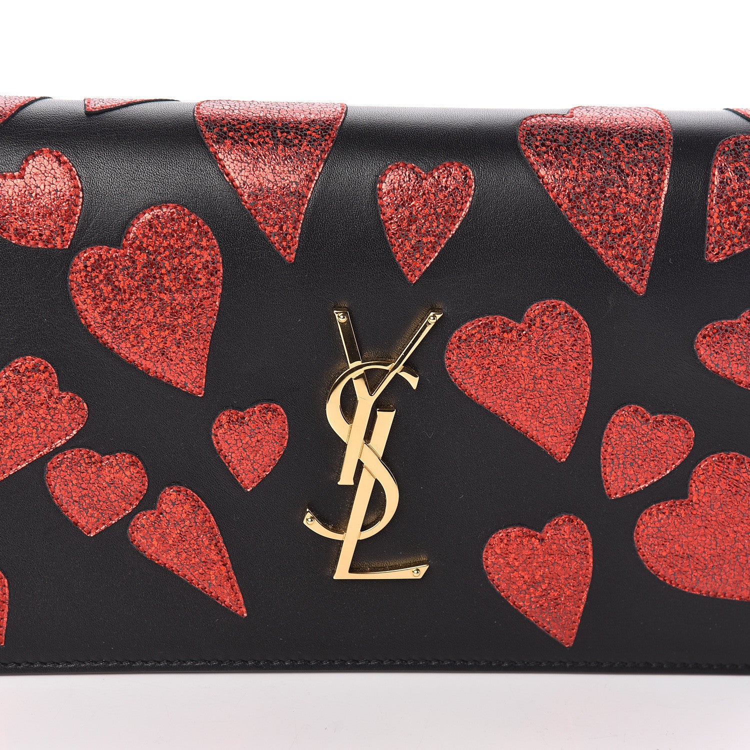 Saint Laurent Calfskin Classic Monogram Kate Heart Clutch Black Deep Rubin 10 of 10