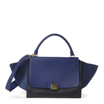 Celine Smooth Calfskin Suede Medium Tri-Color Trapeze Cobalt 1 of 8