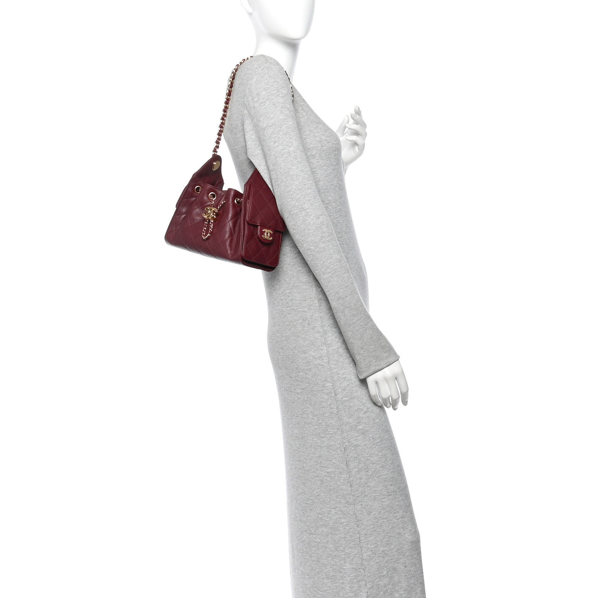 Caviar Quilted Mini Chanel 25 Handbag Dark Burgundy