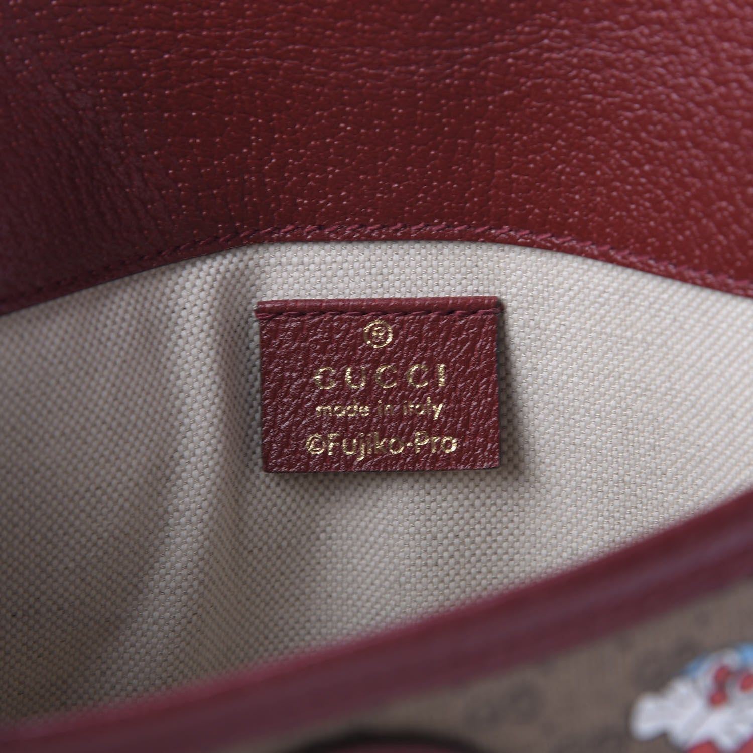 Gucci X DORAEMON Mini Vintage GG Supreme Monogram Web Slim Belt Bag Beige Cherry Red 8 of 9