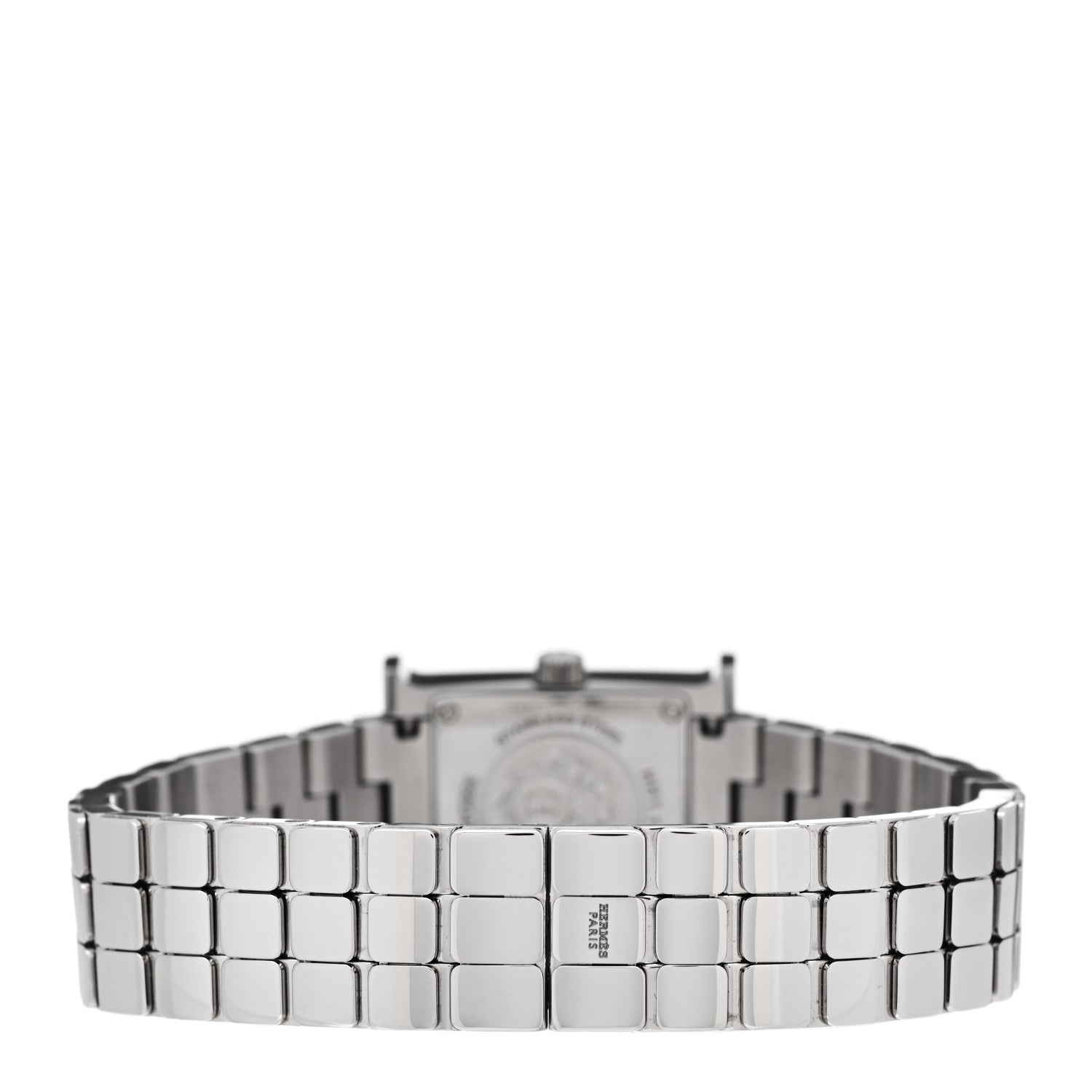 Hermes Stainless Steel Diamond Mother of Pearl 17.2mm Heure H Hour Quartz Watch 3 of 5