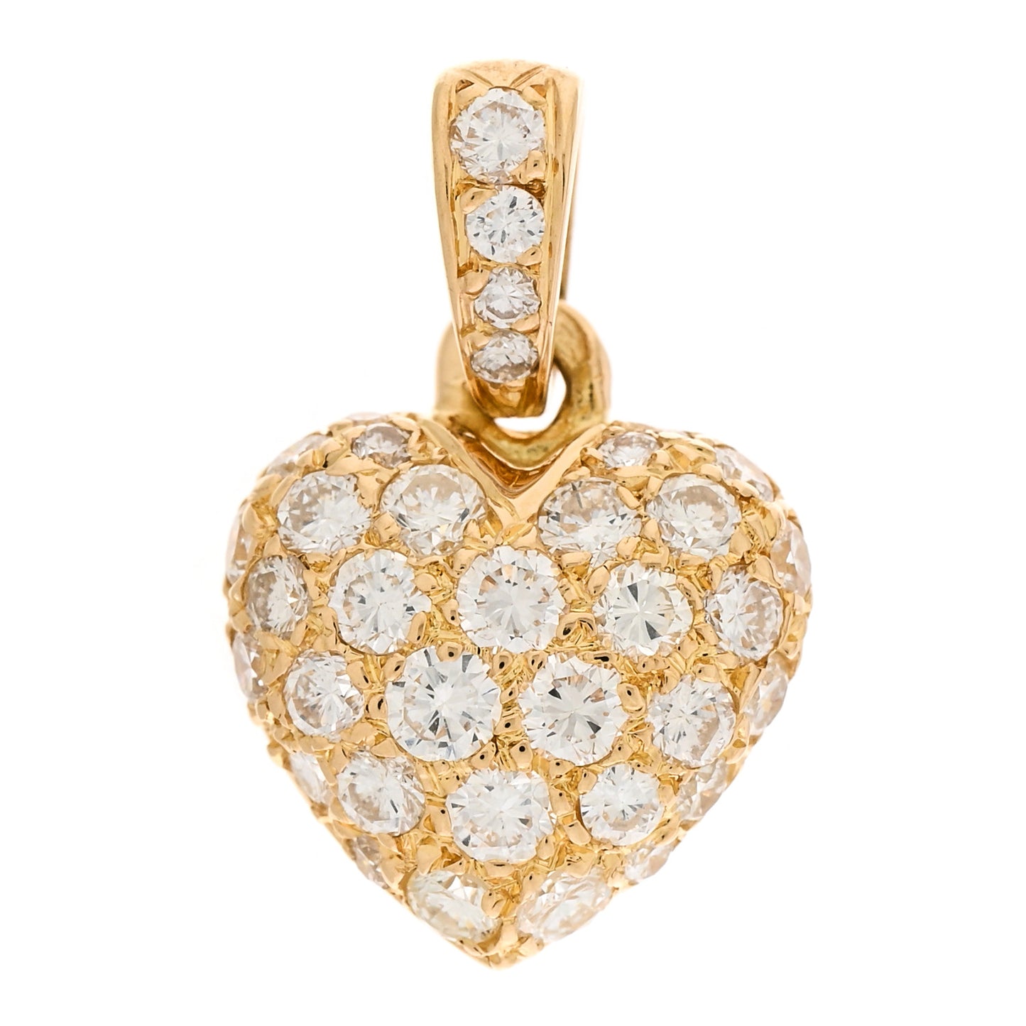 18K Yellow Gold Diamond Mini Heart Paved Pendant