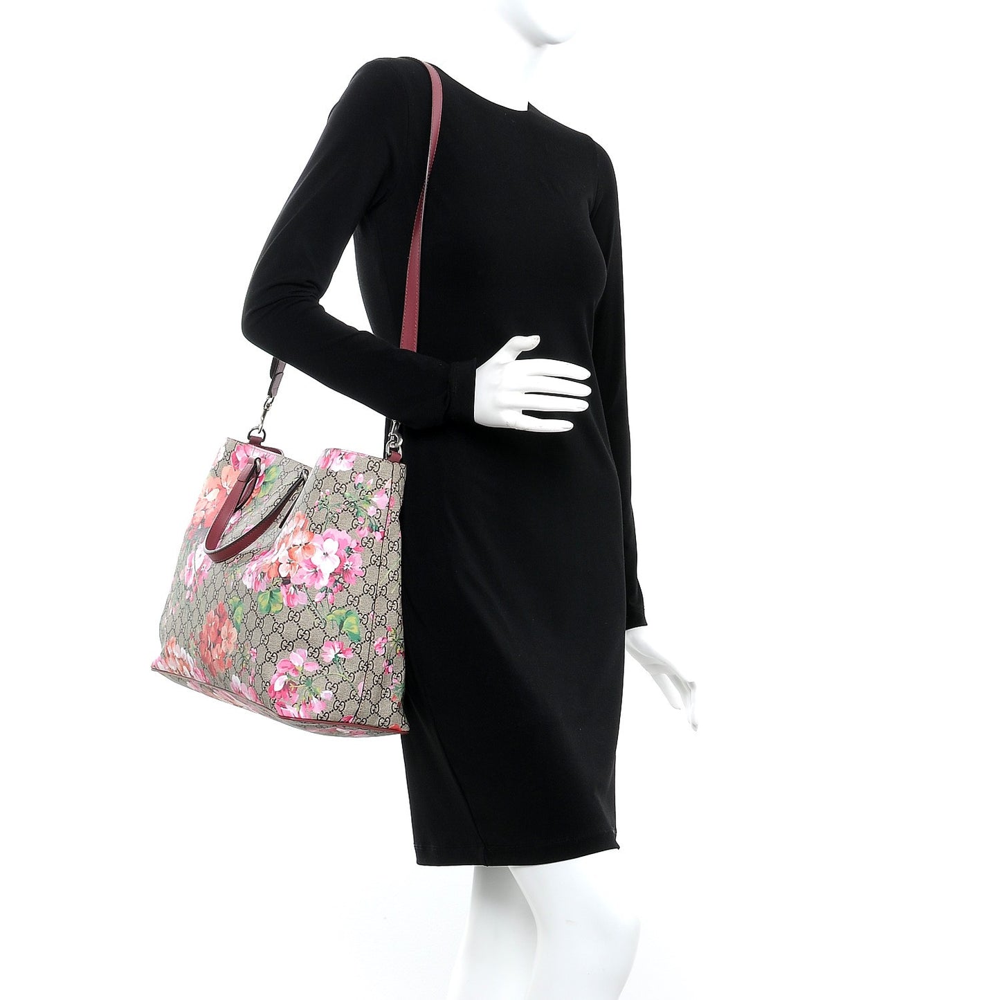 Soft GG Supreme Monogram Blooms Medium Crossbody Tote Beige Multicolor Dry Rose
