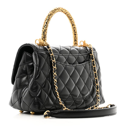 Chanel Calfskin Quilted Mini Logo Coco Handle Flap Black 2 of 10