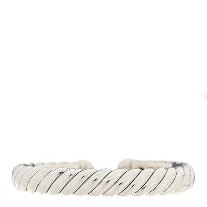 David Yurman Sterling Silver Diamond 10mm Sculpted Cable Cuff Bracelet 2 of 3