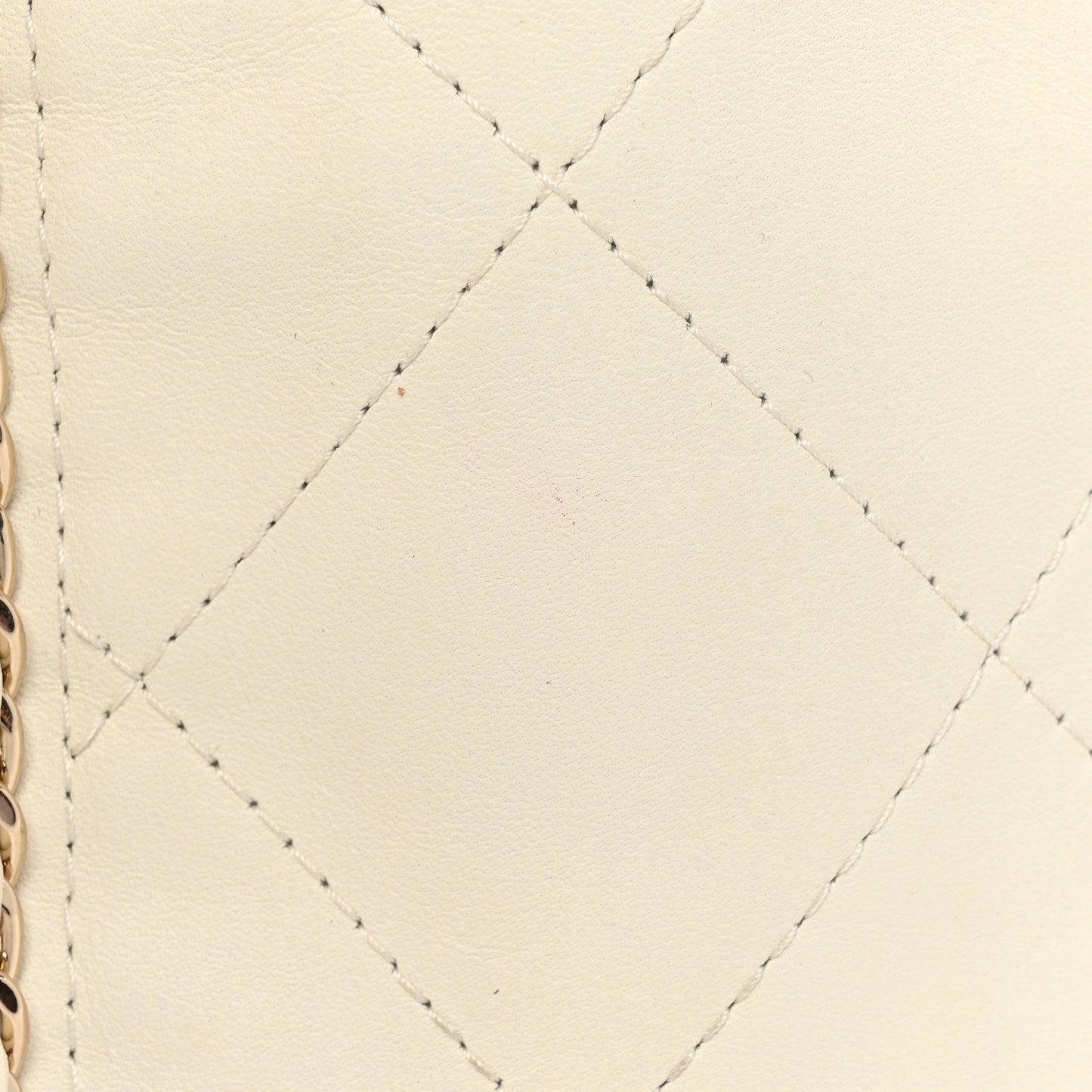Calfskin Quilted Small Chain Flat Tote White
