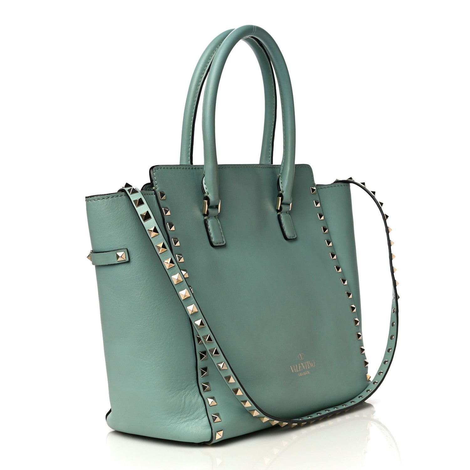 Valentino Garavani Vitello Rockstud Double Handle Tote Morning Dew 3 of 12