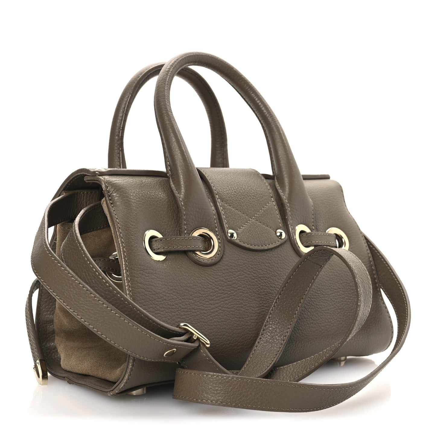 Grainy Calfskin Small Rosalie Satchel Nude
