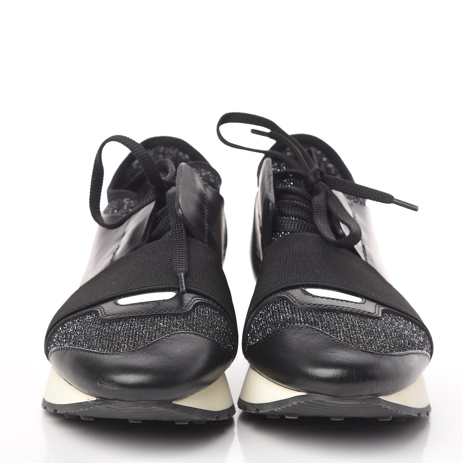 Balenciaga Mesh Lurex Calfskin Womens Race Runner Sneakers 36 Black 2 of 7