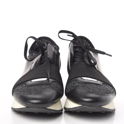 Balenciaga Mesh Lurex Calfskin Womens Race Runner Sneakers 36 Black 2 of 7