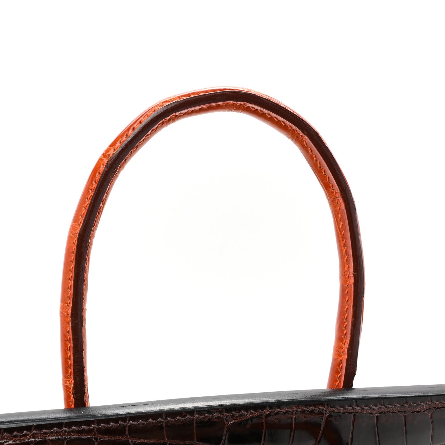 Shiny Porosus Crocodile Birkin 35 Havane Orange