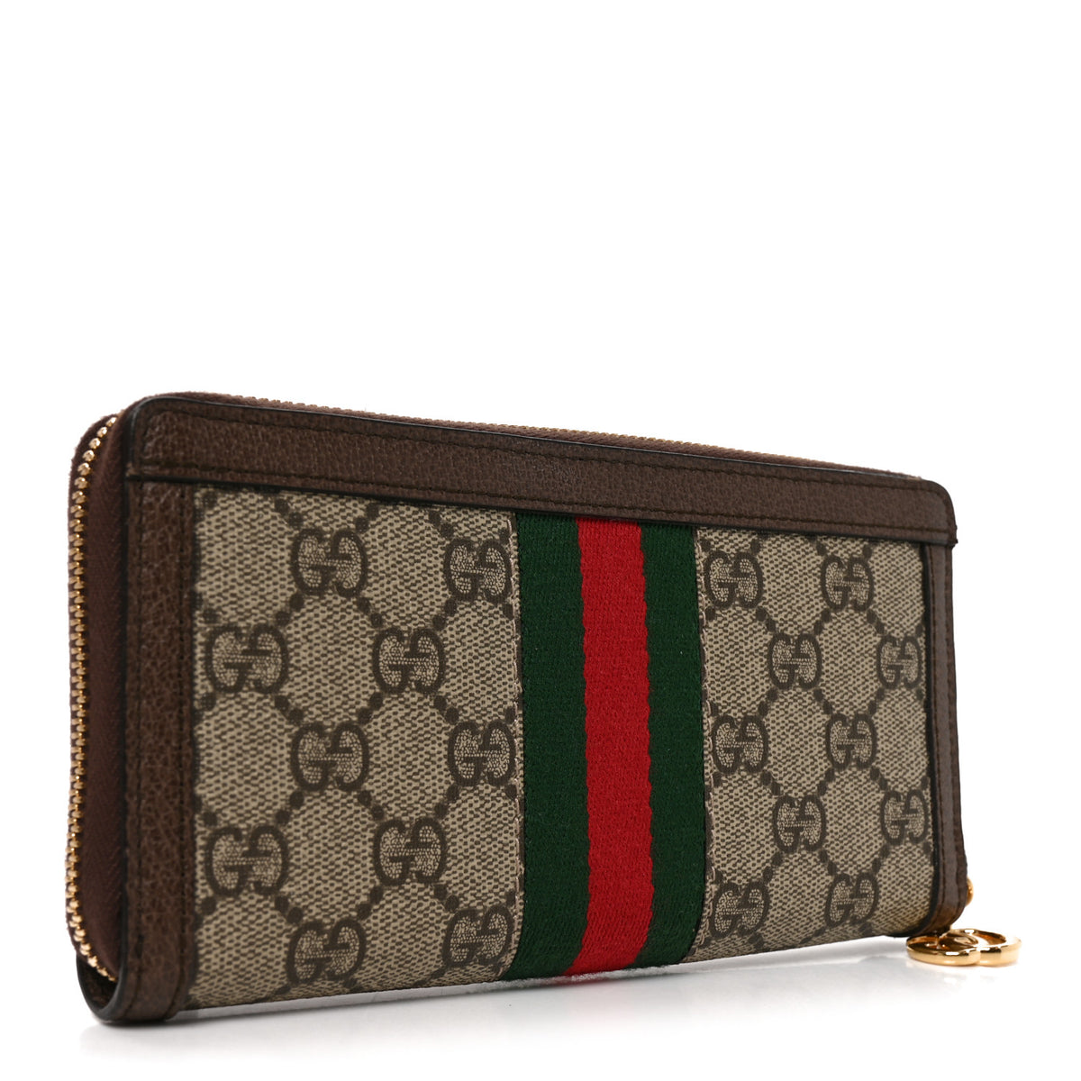 Gucci GG Supreme Monogram Web Ophidia Zip Around Wallet Brown 3 of 7